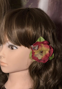 Faux Flower Tanned Wine Crystal Blossom 'Butterfles'