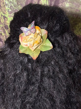 Load image into Gallery viewer, Faux Flower Pastel Yellow Crystal Rosebud &#39;Butterfly&#39;