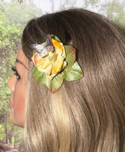 Faux Flower Pastel Yellow Crystal Rosebud 'Butterfly'