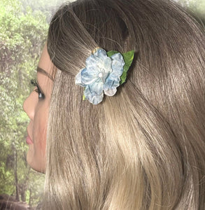 Faux Flower Baby Blue Crystal Blossom