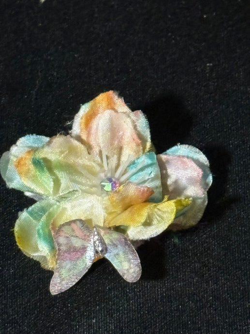 Faux Flower Hand Dyed Rainbow Crystal Blossom 'Butterfly'