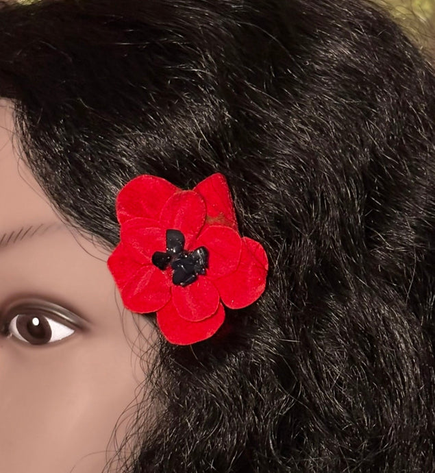 Faux Flower Red Velvety Blossom 'Gemstones'