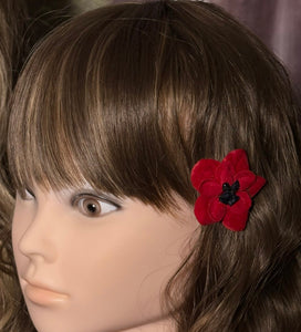 Faux Flower Red Velvety Blossom 'Gemstones'