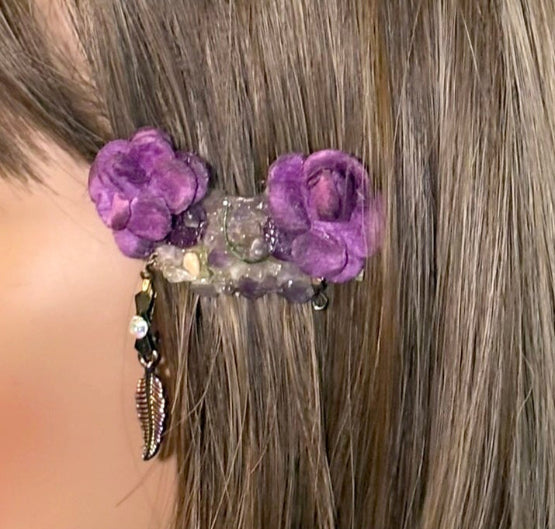 CLIP-IT Charming Attachment Cheery Pink RoseBuds Gemstone Setting & Colorful Feather