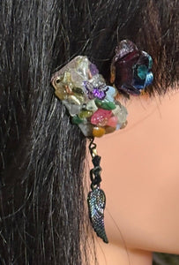 CLIP-IT Charming Attachment Growing Rainbow Rose Gemstone Setting & Colorful Feather