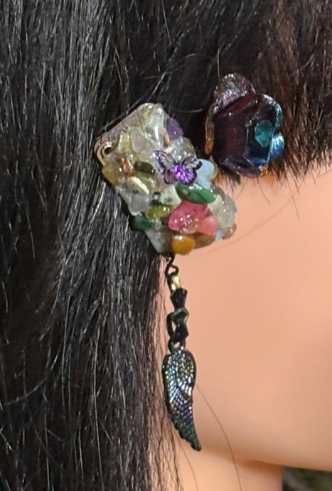 CLIP-IT Charming Attachment Growing Rainbow Rose Gemstone Setting & Colorful Feather