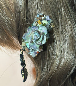 CLIP-IT Charming Attachment Blue Rainbow Rose Gemstone Setting & Bronze Feather