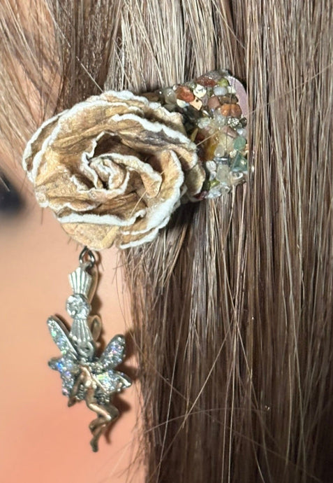 CLIP-IT Charming Attachment Warm Golden RoseBud Gemstone Setting & Fairy