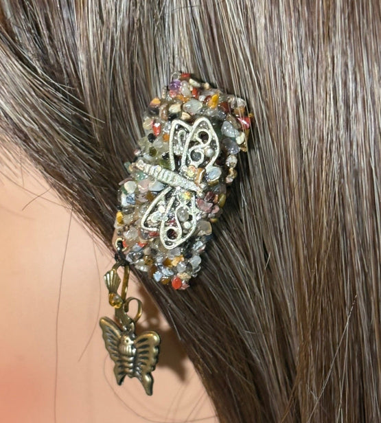 CLIP-IT Charming Attachment Dragonfly Gemstone Setting & Bronze Butterfly