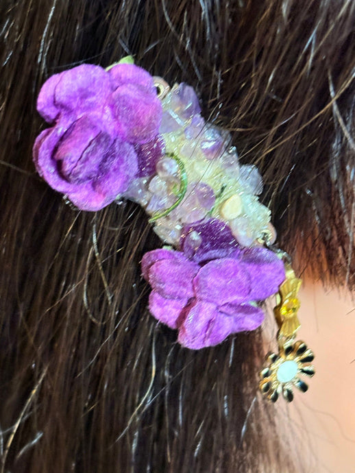 CLIP-IT Charming Attachment Purple Rosebuds Gemstone Setting & Flower