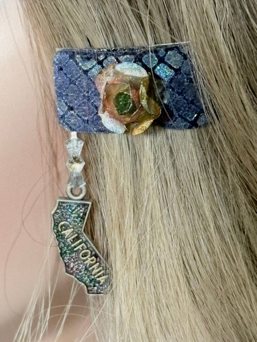 CLIP-IT Charming Attachment Rainbow RoseBud Blue Holographic Velvet & 