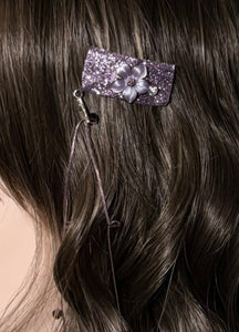 CLIP-IT XTension Brown Blossom Glitter Velvet Stretchy Brown Crystal XTension