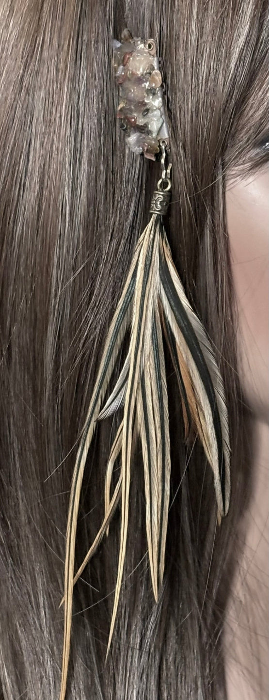 CLIP-IT XTension Tiger Eye Gemstone Setting & Feathers