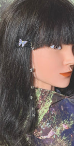 CLIP-IT XTension Crystal Butterfly Black Glitter Velvet & Repositionable Glass Flowers with Gemstone Centers on Unbreakable Thread