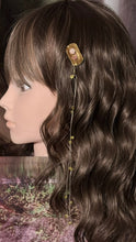 Load image into Gallery viewer, CLIP-IT XTension Tiny RoseBud Butterfly Golden Brown Velvet &amp; Stretchy Gold Faceted Crystals