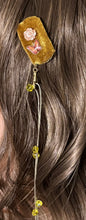 Load image into Gallery viewer, CLIP-IT XTension Tiny RoseBud Butterfly Golden Brown Velvet &amp; Stretchy Gold Faceted Crystals