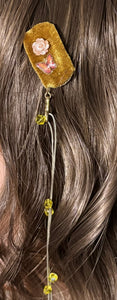 CLIP-IT XTension Tiny RoseBud Butterfly Golden Brown Velvet & Stretchy Gold Faceted Crystals