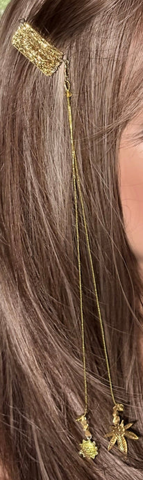 CLIP-IT XTension Gold Glitter Velvet & Stretchy Metallic Gold w/Leaf & Smiling Sun