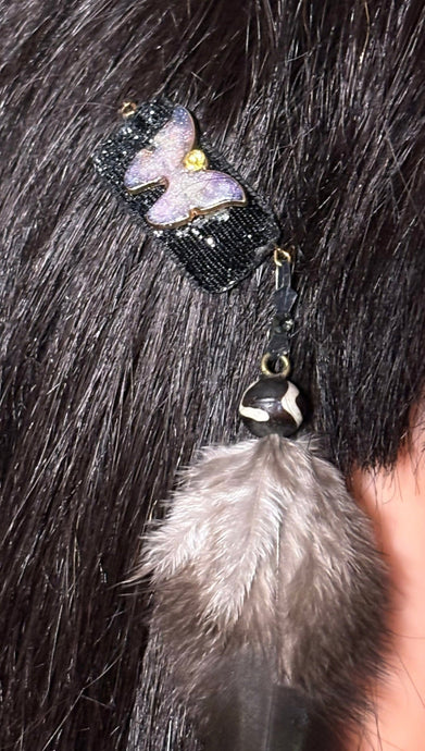 CLIP-IT XTension Crystal Butterfly Black Glitter Velvet & Feathers
