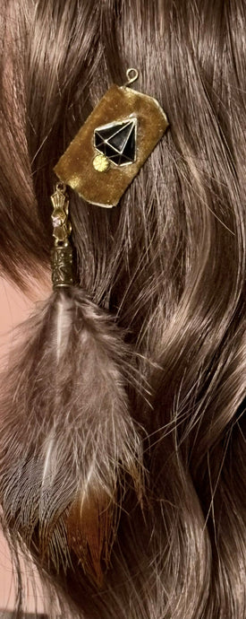 CLIP-IT XTension Crystal Diamond Golden Brown Velvet & Feathers