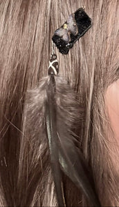 CLIP-IT XTension Crystal Butterfly Black Glitter Velvet & Feathers