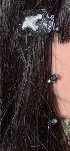 CLIP-IT XTension Glowing Bird Glossy Black Glitter Velvet & Stretchy Black Faceted Crystals