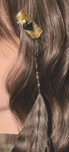 CLIP-IT XTension Crystal Diamond Golden Brown Velvet & Feathers