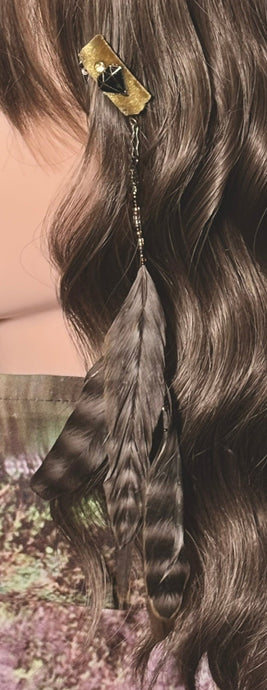 CLIP-IT XTension Crystal Diamond Golden Brown Velvet & Feathers