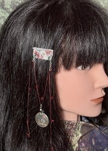 CLIP-IT XTension Pink Floral Tiny Rhinestone Trim & Stretchy Red Wine Faceted Crystals "You Are My Sunshine"