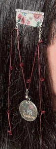 CLIP-IT XTension Pink Floral Tiny Rhinestone Trim & Stretchy Red Wine Faceted Crystals "You Are My Sunshine"