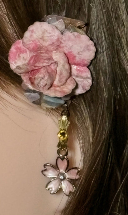 CLIP-IT Charming Attachment Pinky Peachy RoseBud Gemstone Setting & Flower