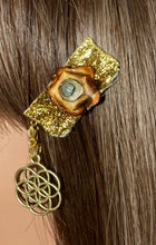 Load image into Gallery viewer, CLIP-IT Charming Attachment Burnished RoseBud Gold Glitter Velvet &amp; Flower of Life