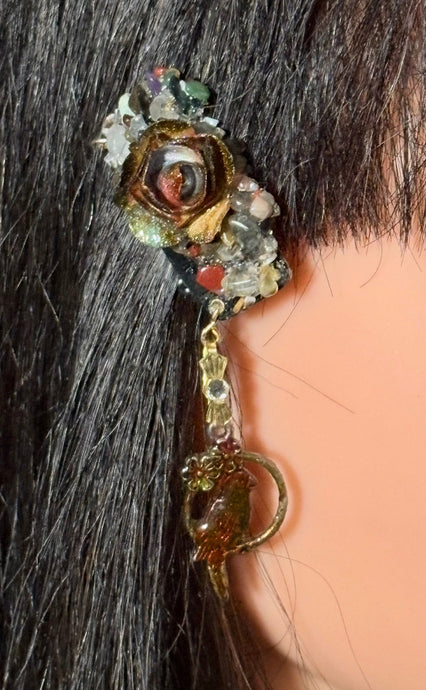 CLIP-IT Charming Attachment Rainbow RoseBud Gemstone Setting & Parrot