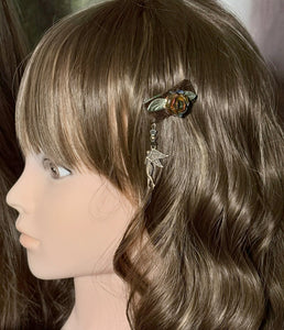 CLIP-IT Charming Attachment Leafed Rainbow RoseBud Brown Velvet & Fairy Angel