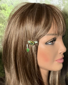 CLIP-IT Charming Attachment Leafed Greenish RoseBud Brown Velvet & "I ♥ My Dog" Heart