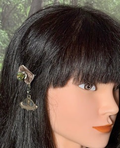 CLIP-IT Charming Attachment Brownish RoseBud Brown Velvet & "I Want to Believe" Flying Saucer