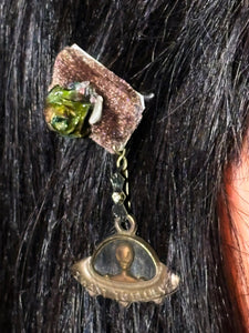 CLIP-IT Charming Attachment Brownish RoseBud Brown Velvet & "I Want to Believe" Flying Saucer