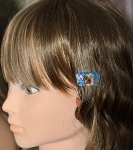 CLIP-IT Charming Attachment Rainbow RoseBud Blue Holographic Velvet & "I ♥ My Dog" Heart
