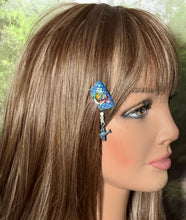 Load image into Gallery viewer, CLIP-IT Charming Attachment Rainbow RoseBud Blue Holographic Velvet &amp; Glittery Blue Bird
