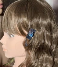 Load image into Gallery viewer, CLIP-IT Charming Attachment Bluish RoseBud Blue Holographic Velvet &amp; Glistening Dove