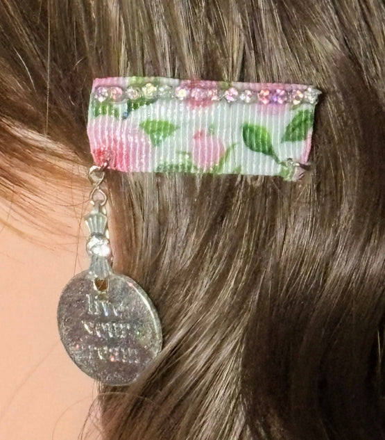 CLIP-IT Charming Attachment Pink Floral Tiny Rhinestone Trim & 