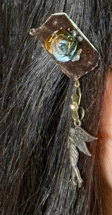 CLIP-IT Charming Attachment Brown Velvet RoseBud & Fairy Angel