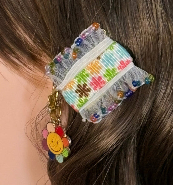CLIP-IT Charming Attachment Rainbow Floral Tiny Beaded Trim & Rainbow Flower Happy Face