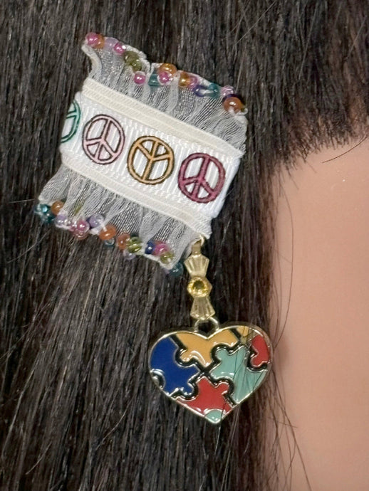 CLIP-IT Charming Attachment Rainbow Peace Tiny Beaded Trim & Rainbow Heart Puzzle