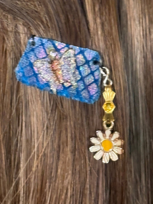 CLIP-IT Charming Attachment Butterfly Blue Holographic Velvet & Daisy