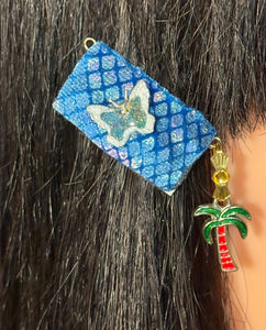CLIP-IT Charming Attachment Butterfly Blue Holographic Velvet & Palm Tree