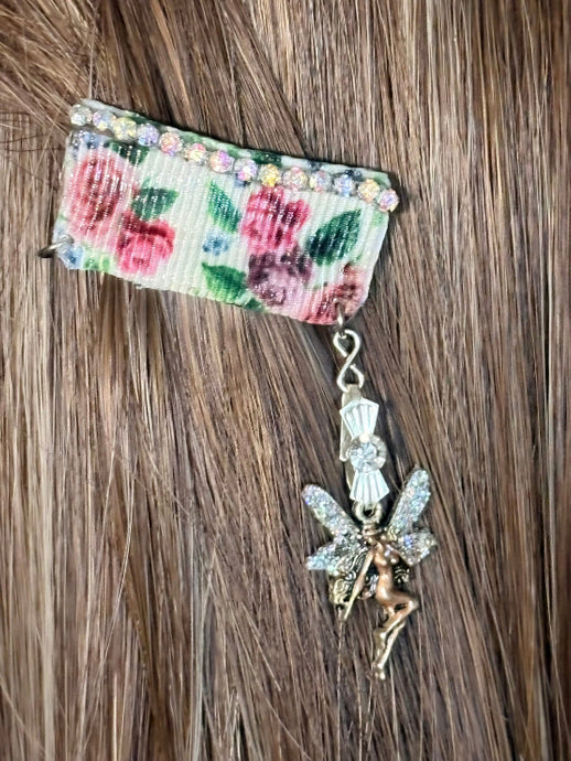 CLIP-IT Charming Attachment Pink Floral Tiny Rhinestone Trim & Fairy