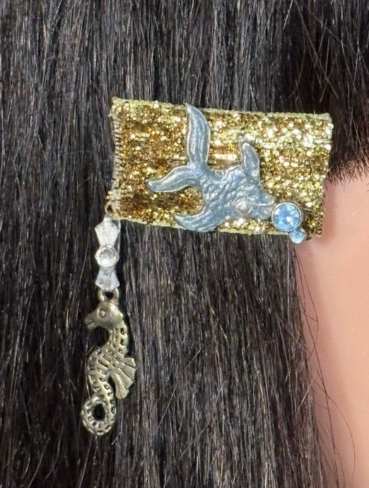 CLIP-IT Charming Attachment Crystal Fish Gold Glitter Velvet & SeaHorse