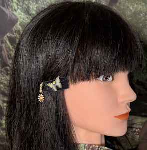 CLIP-IT Charming Attachment Crystal Butterfly Black Glitter Velvet & Daisy