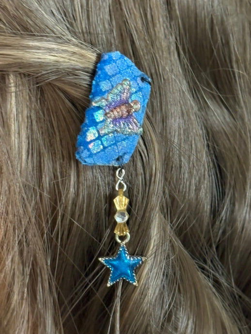 CLIP-IT Charming Attachment Butterfly Blue Holographic Velvet & Star